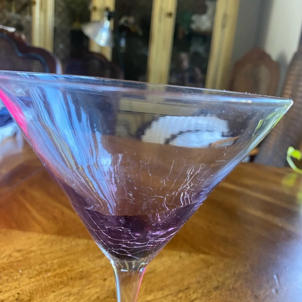 Pier 1 Purple Crackle Martini Glass